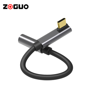 Cao Cấp Loại C 3.5Mm Nữ Âm Thanh Cáp Chất Lượng Cao Grey 90 Độ Truyền Tín Hiệu Cho Các Thiết Bị USB Bện Che Chắn Kim Loại - Product Image 4