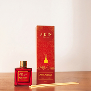 Aikun 60ml <b>Red</b> Square Glass <b>Hot</b> Stamp Logo Low Moq 3 Day Sample 7 Day Ship Any Long Scent Reed Diffuser Set for Holiday Buyers - Product Image 1