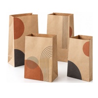 Sacs en papier kraft imprimés sur mesure, sans poignées, à fond carré, ouverture supérieure, pour la vente en gros de produits de charcuterie, emballage à emporter