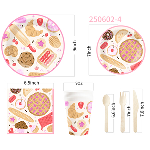 DAMAI - Juego de Vajilla Desechable de Papel con Diseño de Feliz Cumpleaños en Color Rosa, Platos, Servilletas y Mantel Desechables para Fiestas Infantiles - Product Image 5