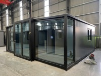 Maison préfabriquée extensible de 20 pieds, 38 m², mur-rideau en verre, installation facile pour habitation et location