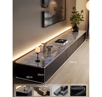 Meuble TV moderne noir haut de gamme en bois pour salon, idéal pour petits appartements, design étroit et sur pied