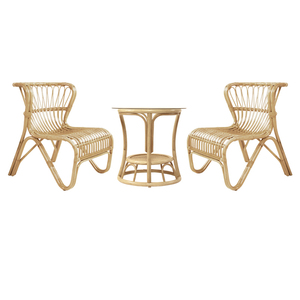 Fauteuil de salon vintage en rotin et renard - Product Image 2