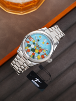 Montre classique à quartz pour homme, colorée, style dessin animé, affichage de la date, luxe, mode, acier inoxydable, verre, style business, 41 mm