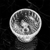 Bol de service en verre transparent à pied, motif diamant en relief, petit compotier en verre pour bonbons, gelées, desserts, présentation, cadeau