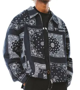 Chinese factory OEM street wear custom paisley denim jacket for men