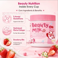 Poudre de Collagène Beauté au Lait Saveur Fraise 180g en Boîte, Comprimés au Glutathion, Disponible à l'Exportation, Durée de Conservation 24 Mois