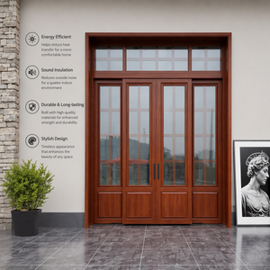 Porta PT <span class=keywords><strong>in</strong></span> <span class=keywords><strong>Alluminio</strong></span> Stile Retrò Francese, Resistente al Vento, con Doppio Vetro e Finestra Superiore per Balcone Esterno e Patio, a Risparmio Energetico - Product Image 2
