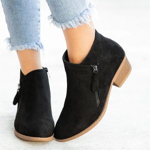 Stivaletti alla Caviglia in Camoscio <span class=keywords><strong>Beige</strong></span> alla Moda Xuanhui per Donne, Scarpe Autunno-Inverno Trendy con Tacco Basso e Zip Laterale - Product Image 2