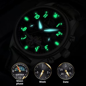 Envío Directo, Reloj Mecánico para Hombre KINYUED J-125, Movimiento Automático, Correa de Cuero, Fase Lunar, Visualización de Día y Fecha, Resistente al Agua 3BAR - Product Image 4