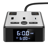 Centro de Conexión Inteligente para Hoteles: Reloj Despertador Digital con Tomas de Corriente con Protección Contra Sobretensiones, Estación de Carga Rápida con Doble USB-A y Tipo-C PD