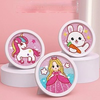 Kit de Peinture Diamant Ronde pour Enfants, Thème Princesse, Cadre Photo DIY Fait Main, Jouet Créatif pour Filles d'École Primaire, Nouveau Style
