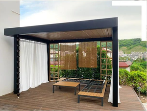 Moderner Outdoor-Aluminium-Rostschutz-Pavillon mit Verstellbarem Motorisiertem Lamellendach, Wind- und Wasserfest für Terrasse und Garten - Product Image 3