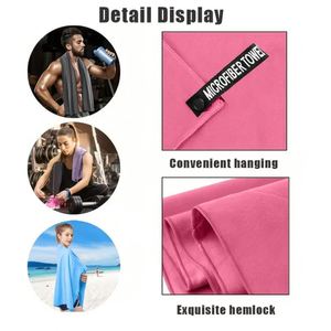 Serviettes de plage et de camping en polyester douces et confortables, légères, compactes, sans sable, séchage rapide, pour le fitness, les voyages, le yoga et les activités de plein air - Product Image 2