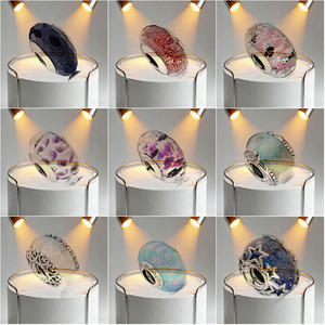 Pulsera de Plata <span class=keywords><strong>S925</strong></span> con Logo <span class=keywords><strong>Ale</strong></span>, Superficie de Río Estrellado, Cuentas de Vidrio Brillantes, Gránulos de Arena Fluida, Superficie Tallada, Cadena de Cuentas DIY - Product Image 5