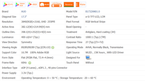 <span class=keywords><strong>17</strong></span>.3 "inch Bảng điều chỉnh b173zan01.0 3840*2160 4K UHD 60Hz LCD EDP/40pin máy tính xách tay màn hình hiển thị cho <span class=keywords><strong>Dell</strong></span> <span class=keywords><strong>Alienware</strong></span> <span class=keywords><strong>17</strong></span> R3 R4 R5 p31e - Product Image 4