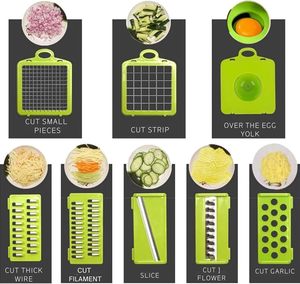 Hachoir à légumes multifonctionnel 16-en-1, éplucheur de pommes de terre, outil de cuisine écologique en ABS + acier inoxydable, fruits et légumes - Product Image 3