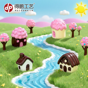 Casa de chocolate en miniatura Dp, accesorios decorativos artesanales de resina, adornos de escritorio, estilo de dibujos animados - Product Image 3