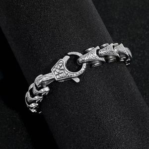 Pulsera yunnique con diseño de escamas de dragón para hombre, de acero inoxidable, diseño de púas de plata tibetana, joyería de regalo - Product Image 4
