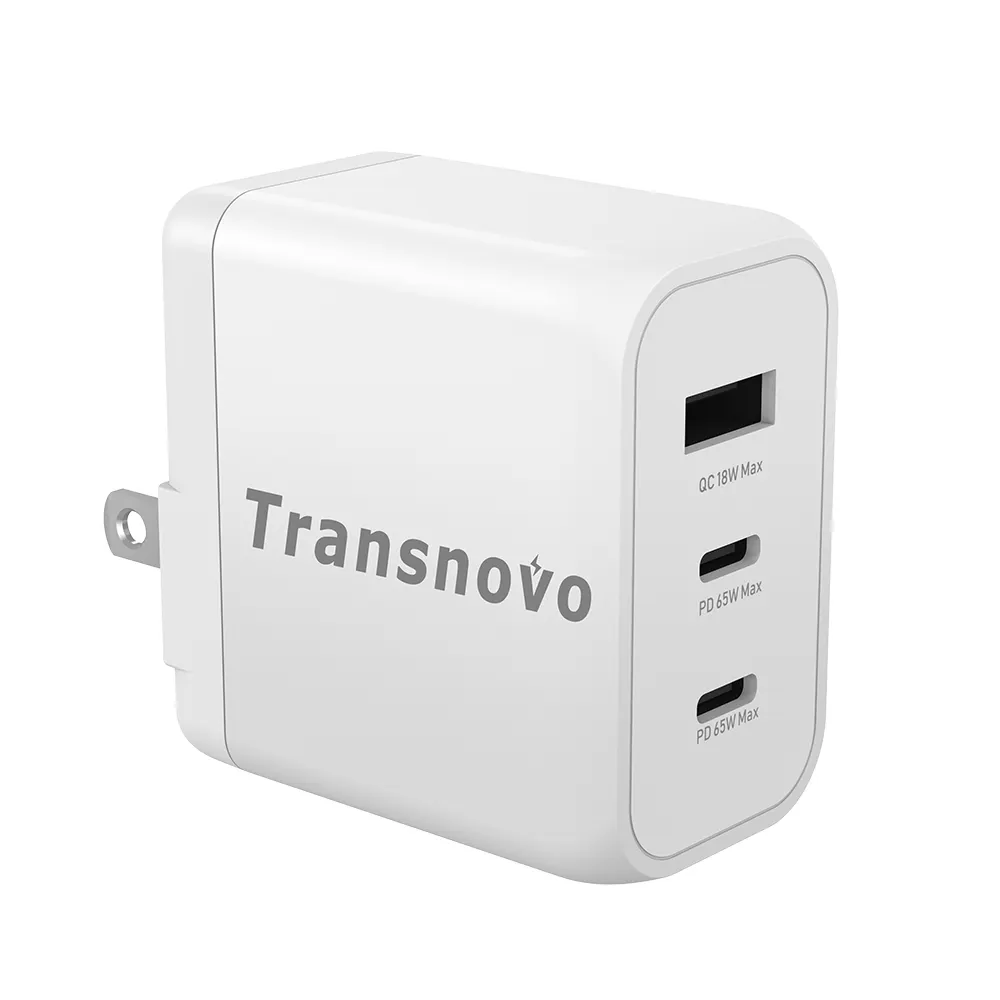 TRANSNOVO 65W 벽 충전기 휴대 전화 제품 포트 벽 충전기 휴대 전화 용 USB 및 유형-c가있는 범용 여행 어댑터