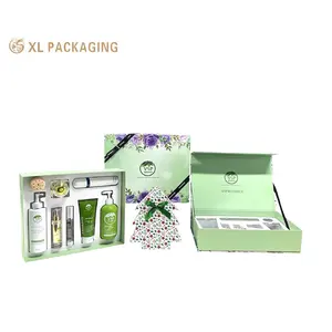 Flat Packed Magnetic Box With Magnetic Closure Fashion Customized Cosmetic Cardboard Packaging With Flocking Tray