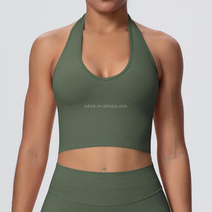 Soutien-gorge de yoga sans dos, respirant, léger, extensible dans les quatre sens, à bretelles halter, maintien élevé, sans couture, séchage rapide, évacuation de la transpiration, pour la salle de sport en plein air - Product Image 1