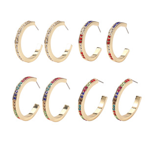 ต่างหูแบบห่วง ชุบทอง 22k ประดับเพชรรุ้ง ทรงช่องใส่เพชร เหมาะสำหรับใส่ทุกวัน สไตล์ทันสมัยสำหรับทุกเพศ - Product Image 6