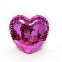 Produit phare : Grand cœur en verre réfléchissant rose argenté effet miroir, motif Pêche Amour, pour la Saint-Valentin, Noël et le Nouvel An