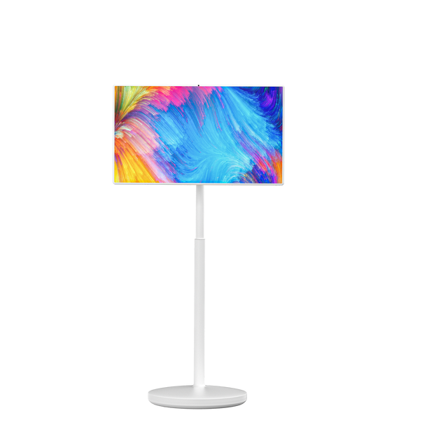 32-Inch Portable Standing Touchscreen LED Monitor Smart TV Display with Stand Wheels Mobile Access and Easy Mobility