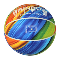 Ballon de basketball personnalisé durable avec votre logo, taille 7, chambre à air en caoutchouc butyle, rebond de 120-140 cm, PU arc-en-ciel, intérieur/extérieur, pour l'entraînement
