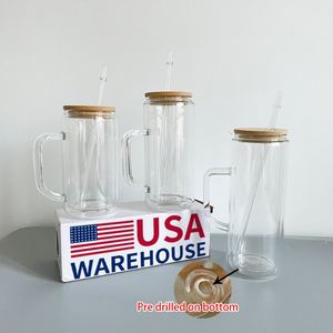 Gobelets en verre à double paroi transparents effet cristal de 12oz, 15oz, 20oz, avec couvercle, paille et poignée, style boule de neige à paillettes - Product Image 2