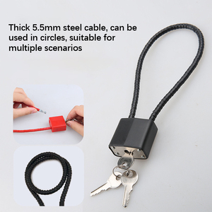 Cadenas à câble 15 ''390mm bon marché longue manille rouge/noir Anti-coupure Anti-<span class=keywords><strong>feu</strong></span> Gun Lock - Product Image 5