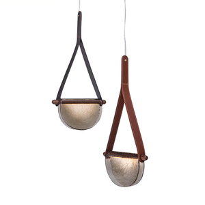Nordique post-moderne en cuir fait à la main en verre LED Restaurant lumière sac en forme de Table à manger chambre chevet suspension - Product Image 1