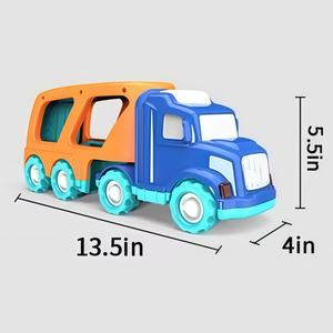 BJQ OEM Jouets de voitures à friction en plastique, <span class=keywords><strong>dessin</strong></span> <span class=keywords><strong>animé</strong></span>, pour tout-petits, garçons et filles, grand transport avec véhicules assortis, ensemble de jeu, <span class=keywords><strong>camion</strong></span> transporteur - Product Image 6