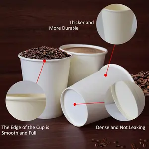 7オンス8オンス9オンス10オンス12オンス14オンス16オンスカスタム使い捨てコーヒーホワイトドリンク紙コップ単層使い捨て紙コーヒーカップ
