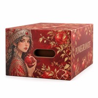 Boîte cadeau personnalisée en carton souple pour grenade, emballage de luxe rigide en deux parties pour fruits, avec dorure à chaud, vente en gros