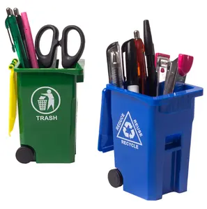 Mini Vuilnis Prullenbak Penhouder En Unieke Tiny Maat Recycle Kan Set Potlood Cup Desktop Organizer Groen Blauw