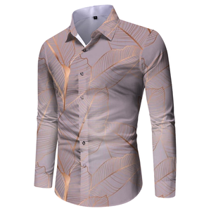 <span class=keywords><strong>Camisa</strong></span> Casual de Hombre, Corte <span class=keywords><strong>Slim</strong></span>, Manga Larga, con Diseño Artístico Impreso en 3D, Antiarrugas, de Sarga, con Botones - Product Image 1