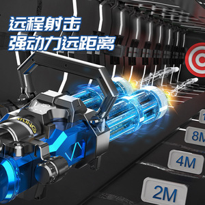 Electric Plastic Gatling Water Gun with Rotating <b>Light</b>-<b>Up</b> Double Barrel Backpack Outdoor Toy Set - Product Image 3