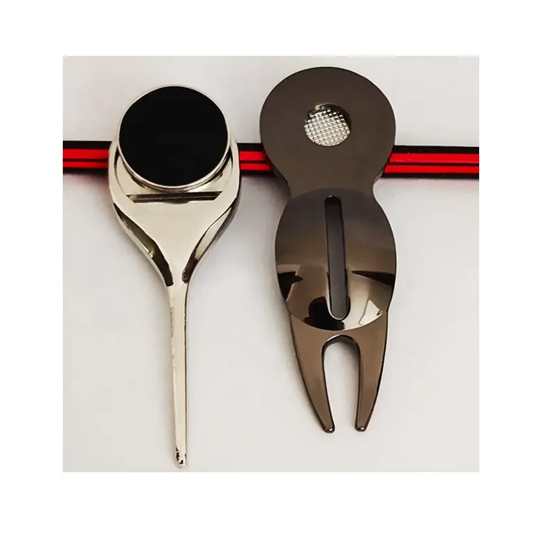 Metal Pitch Fork Tool Custom Logo Hat Clip Magnetic Repair Golf Accessories Ball Marker Golf Divot Tool