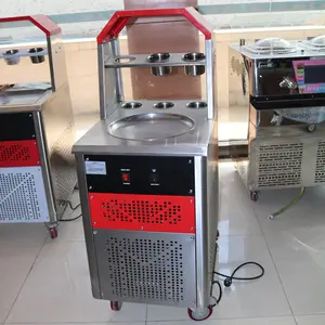 Ticari Kullanılan Tek Tava Tayland Tarzı kızarmış dondurma rulo makinesi Için Anında Dondurma Rulo