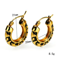Boucles d'oreilles clous tendance en acier inoxydable plaqué or, motif léopard noir, forme C épaisse, pour le quotidien et les fêtes