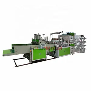 Fully automatic 6 line t-shirt bag making machine HDPE small plastic carry bags auto punching production line