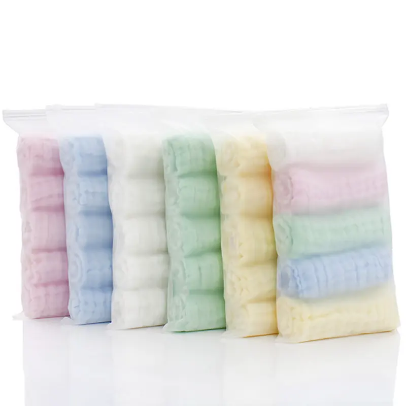 Lot de 5 serviettes de toilette absorbantes en coton pour bébé, 6 couches, mousseline de soie biologique, pour le visage