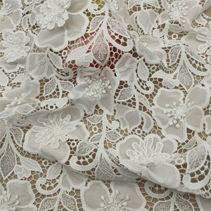 Tela de encaje suave de poliéster floral 3D encaje francés bordado para decoración de vestidos de noche de boda - Product Image 6