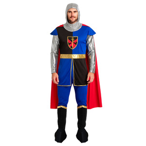 Disfraz de Cruzado para Adultos, Traje de Cosplay de Halloween, Capa Azul y Roja con Capucha Plateada, Conjunto Completo para Representaciones Escénicas - Product Image 2