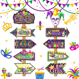 DAMAI Nouveaux panneaux directionnels en papier pour décorations de carnaval, piquets de guidage pour événements festifs et fournitures de décoration - Product Image 1