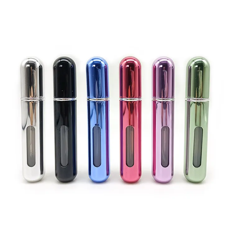 wholesale custom small refill perfume pocket bottle spray atomizer premium reusable 10ml aluminum perfume bottle filling