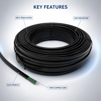 Cable Calefactor Autorregulable de Cobre 24V 20W con Aislamiento PE Plano de Doble Núcleo para Protección Contra Congelación de Tuberías