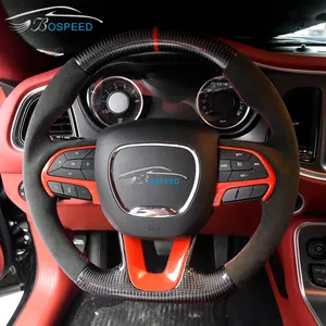 Real Carbon Fiber Alcanta-ra Car Steering Wheel For-DODGE Charger/Challenger